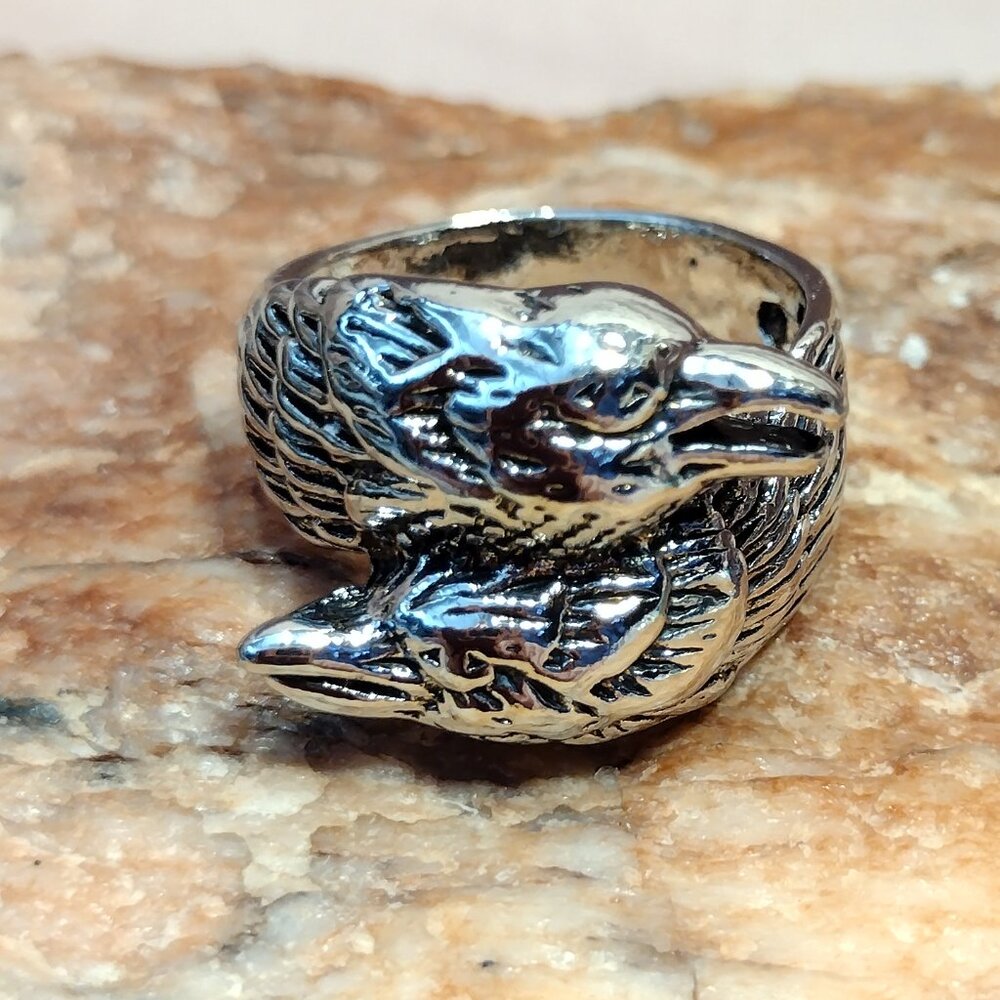 🌟 Stainless Steel Wrapped Raven Ring